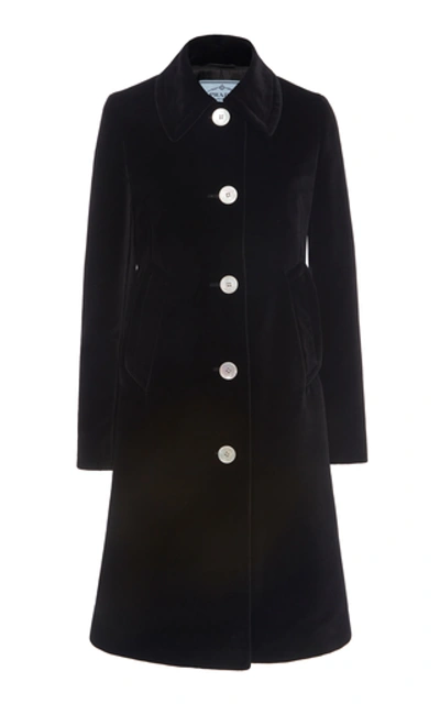 Shop Prada Single Breasted Velvet Coat In Black