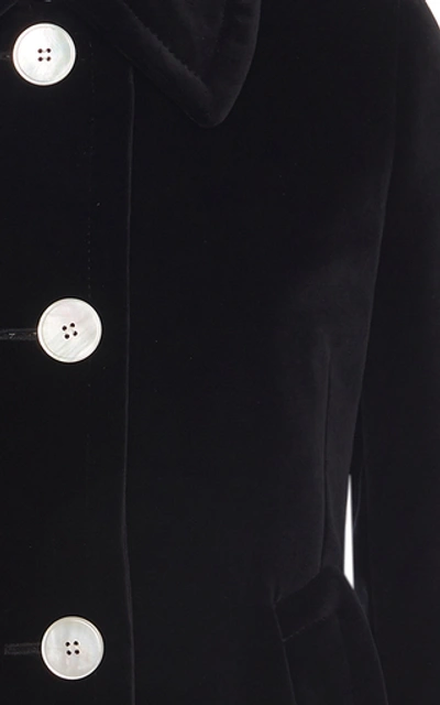 Shop Prada Single Breasted Velvet Coat In Black