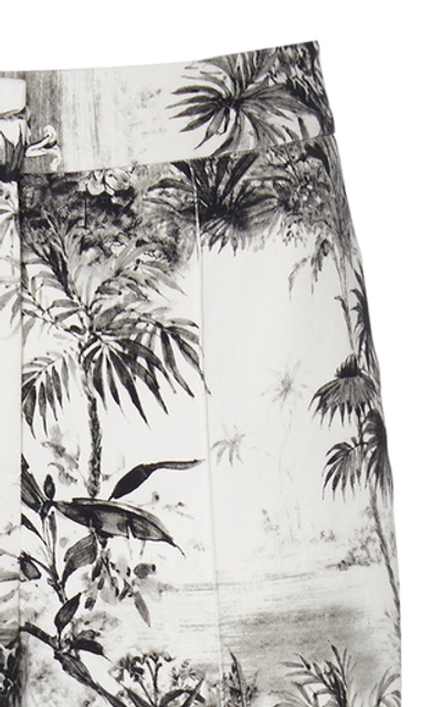 Shop Adam Lippes Printed Twill Pintuck Wide Leg Trousers
