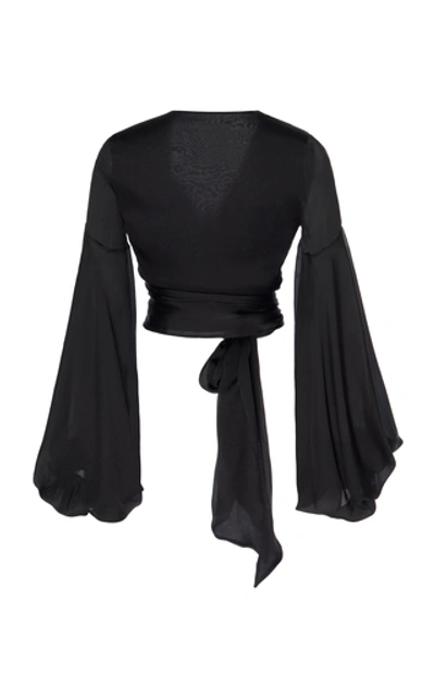 Shop Alexandre Vauthier Tie-detailed Silk-satin Top In Black