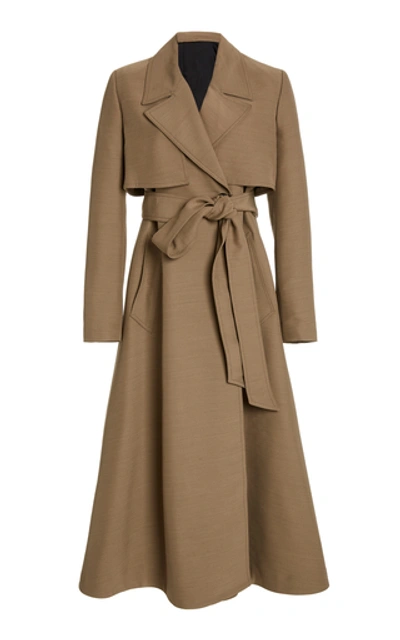 Shop Ami Alexandre Mattiussi Belted Wool-blend Ottoman Trench In Neutral