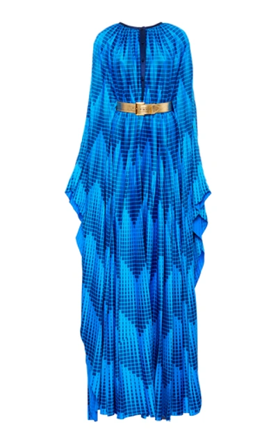 Shop Semsem Printed Silk Jumpsuit In Blue