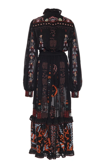 Shop Etro Embroidered Ruffled Silk-chiffon Maxi Dress In Black