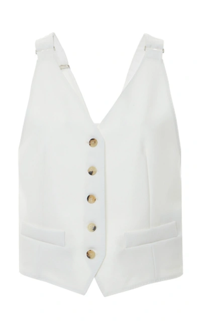 Shop Max Mara Remo Cotton-gabardine Open-back Vest In White