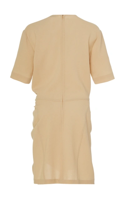 Shop Narciso Rodriguez Draped Wool-crepe Midi T-shirt Dress In Neutral