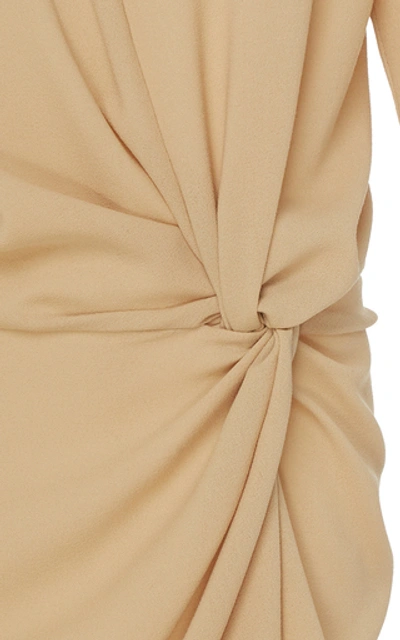 Shop Narciso Rodriguez Draped Wool-crepe Midi T-shirt Dress In Neutral