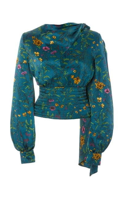 Shop Amur Ray Floral-patterned Silk Blouse In Print