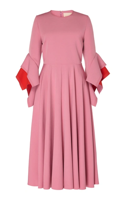 Shop Roksanda Ayres Contrast Sleeve Dress In Pink