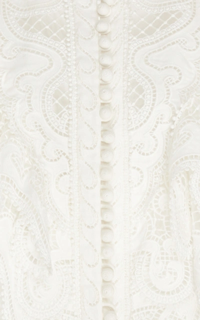 Shop Zimmermann Glassy Embroidered Linen-silk Blouse In White