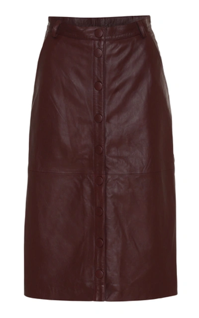 Shop Remain Bellis Leather Skirt In Burgundy