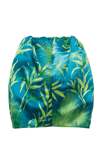 Shop Versace High-rise Jungle Print Satin Mini Skirt In Multi