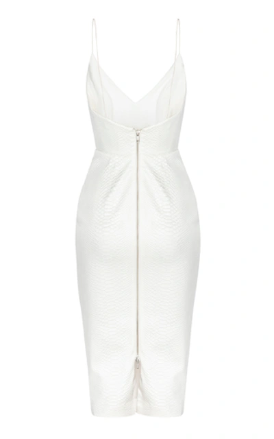 Shop Alex Perry Cambell Snake-effect Satin Midi Dress In White