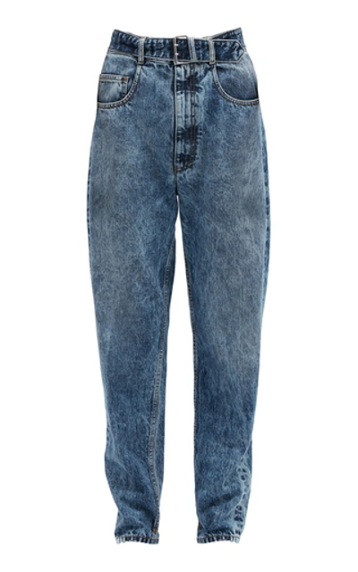 Shop Maison Margiela Belted Rigid High-rise Belted Jeans In Medium Wash