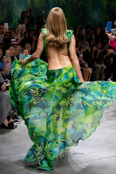 Shop Versace Printed Cutout Silk Maxi Dress