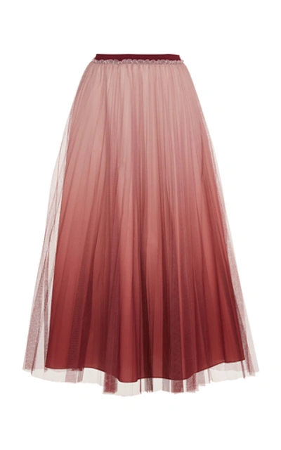 Shop Red Valentino Pleated Organza Midi Skirt In Pink