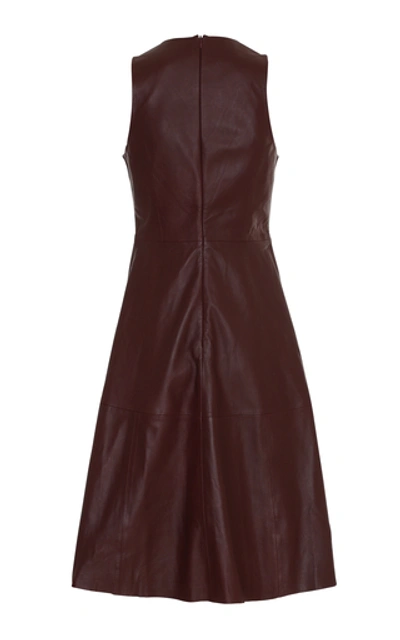 Shop Remain Portia Leather Dress In Burgundy