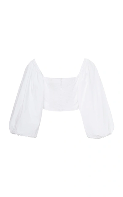 Shop Cara Cara Sagaponack Cotton-poplin Cropped Blouse In White