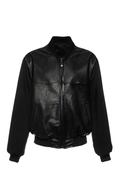 Shop Magda Butrym Riley Leather Bomber Jacket In Black