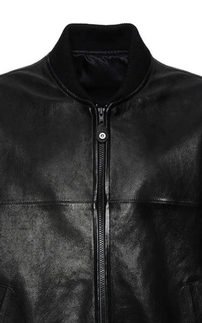 Shop Magda Butrym Riley Leather Bomber Jacket In Black