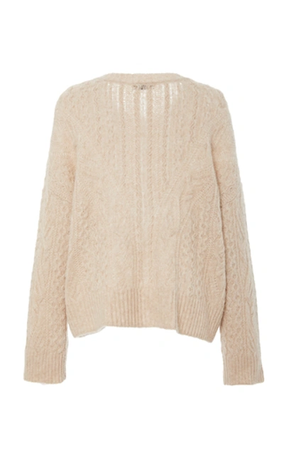 Shop Vince Open Wool-cashmere Blend Cable-knit Sweater In Neutral