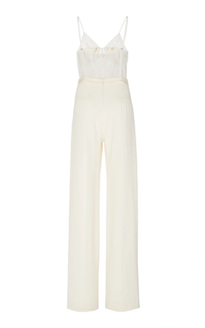 Shop Jonathan Simkhai Jenna Lace-accented Jumpsuit In White