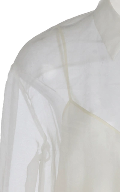 Shop Rochas Quaresima Appliquéd Silk Organza Maxi Shirt Dress In White