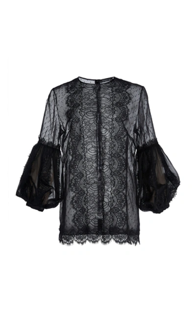 Shop Andrew Gn Chantilly Lace Top In Black