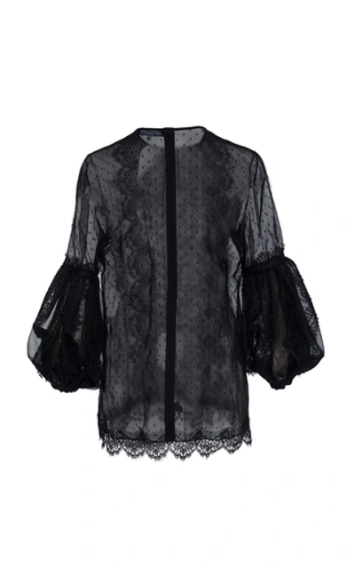Shop Andrew Gn Chantilly Lace Top In Black
