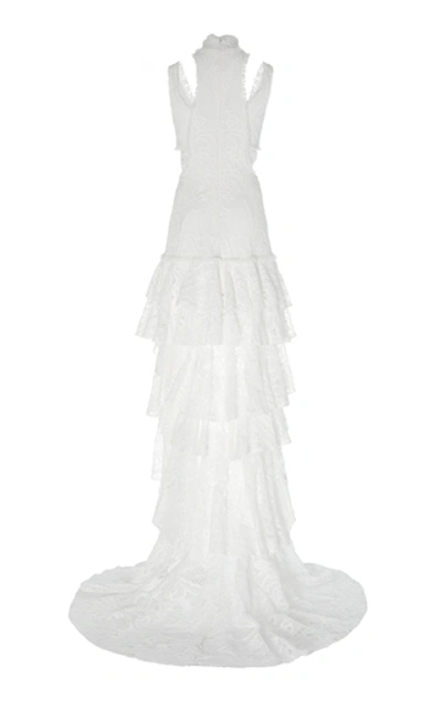 Shop Alexis Varenna Embroidered Asymmetrical Gown In White