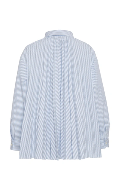 Shop Red Valentino Pleated Button Down Shirt In Blue