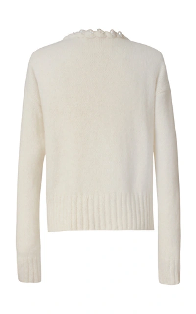 Shop Alejandra Alonso Rojas Embellished Cashmere-blend Sweater In White