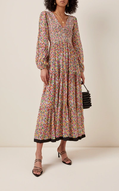 Shop Rixo London Brooke Printed Georgette Midi Dress In Floral