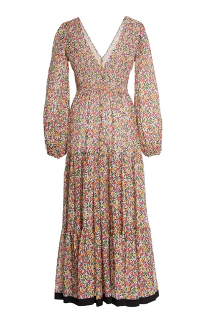 Shop Rixo London Brooke Printed Georgette Midi Dress In Floral