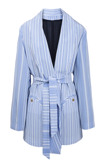 Shop Blazé Milano Calypso Whistler Striped Robe Jacket In Blue