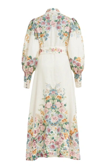 Shop Zimmermann Wavelength Bell Sleeve Midi Dress In White