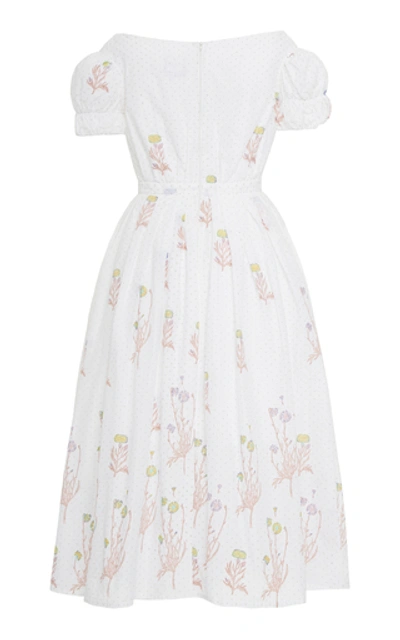 Shop Thierry Colson Veronika Off-the-shoulder Embroidered Cotton Midi Dress In Print