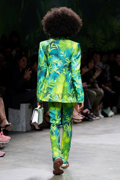Shop Versace Jungle Print Straight-leg Crepe Pants In Multi