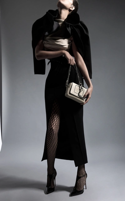 Shop Maticevski Finite Draped Slit Crepe Pencil Skirt In Black