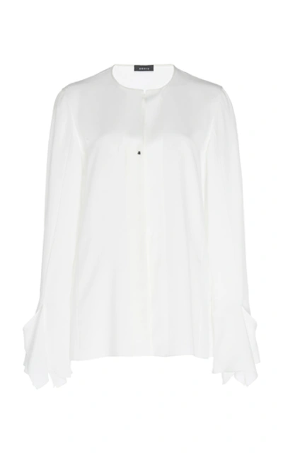 Shop Akris Button-down Silk Blouse In White