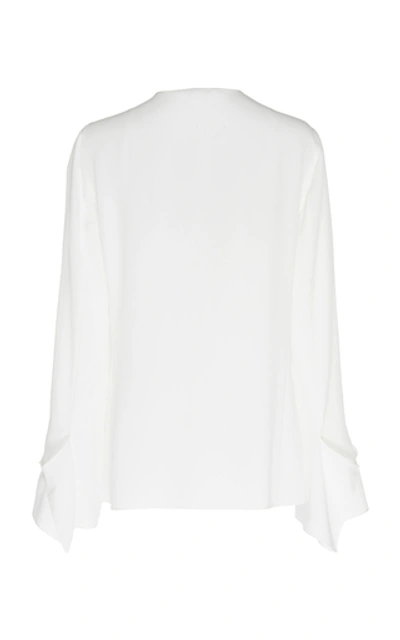Shop Akris Button-down Silk Blouse In White