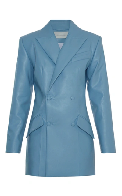 Shop Aleksandre Akhalkatsishvili Faux Leather Mini Blazer Dress In Blue