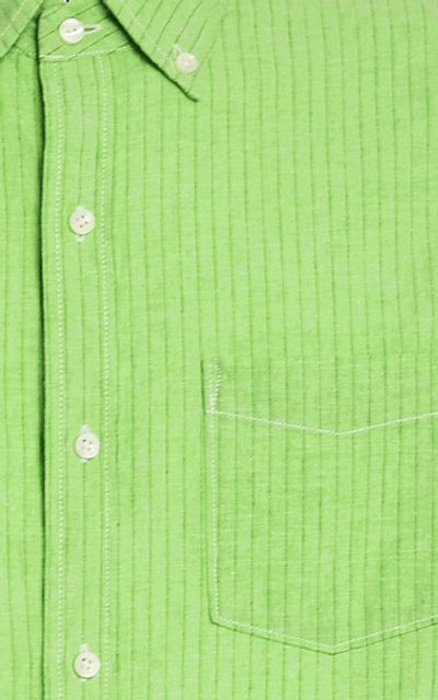 Shop Alex Mill Striped Cotton-linen Shirt In Green