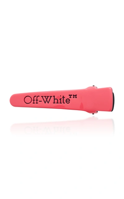 Shop Off-white Logo-print Acetate Hair Clip In Pink