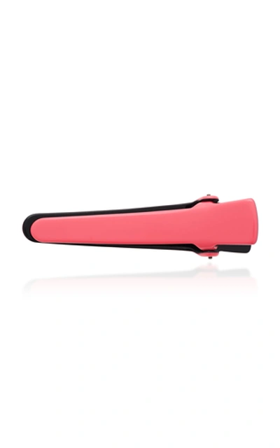 Shop Off-white Logo-print Acetate Hair Clip In Pink