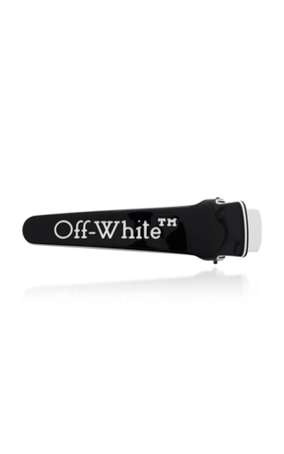 Shop Off-white Logo-print Acetate Hair Clip In Black