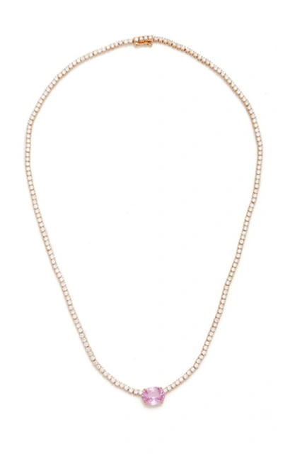 Shop Anita Ko Hepburn 18k Rose Gold; Sapphire; And Diamond Necklace In Pink