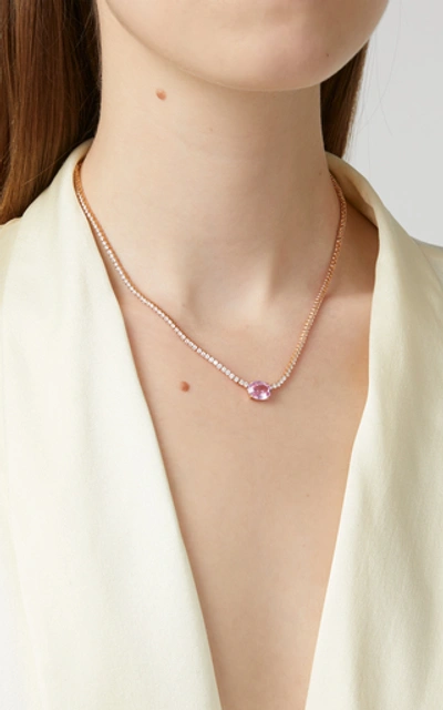 Shop Anita Ko Hepburn 18k Rose Gold; Sapphire; And Diamond Necklace In Pink