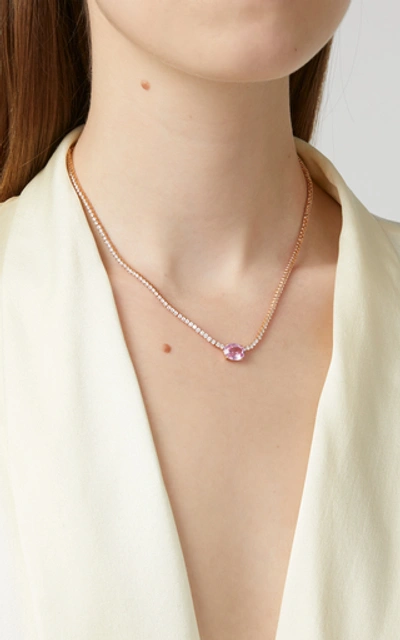 Anita Ko Hepburn 18k Rose Gold; Sapphire; And Diamond Necklace In Pink