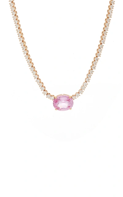 Shop Anita Ko Hepburn 18k Rose Gold; Sapphire; And Diamond Necklace In Pink