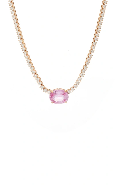 Anita Ko Hepburn 18k Rose Gold; Sapphire; And Diamond Necklace In Pink